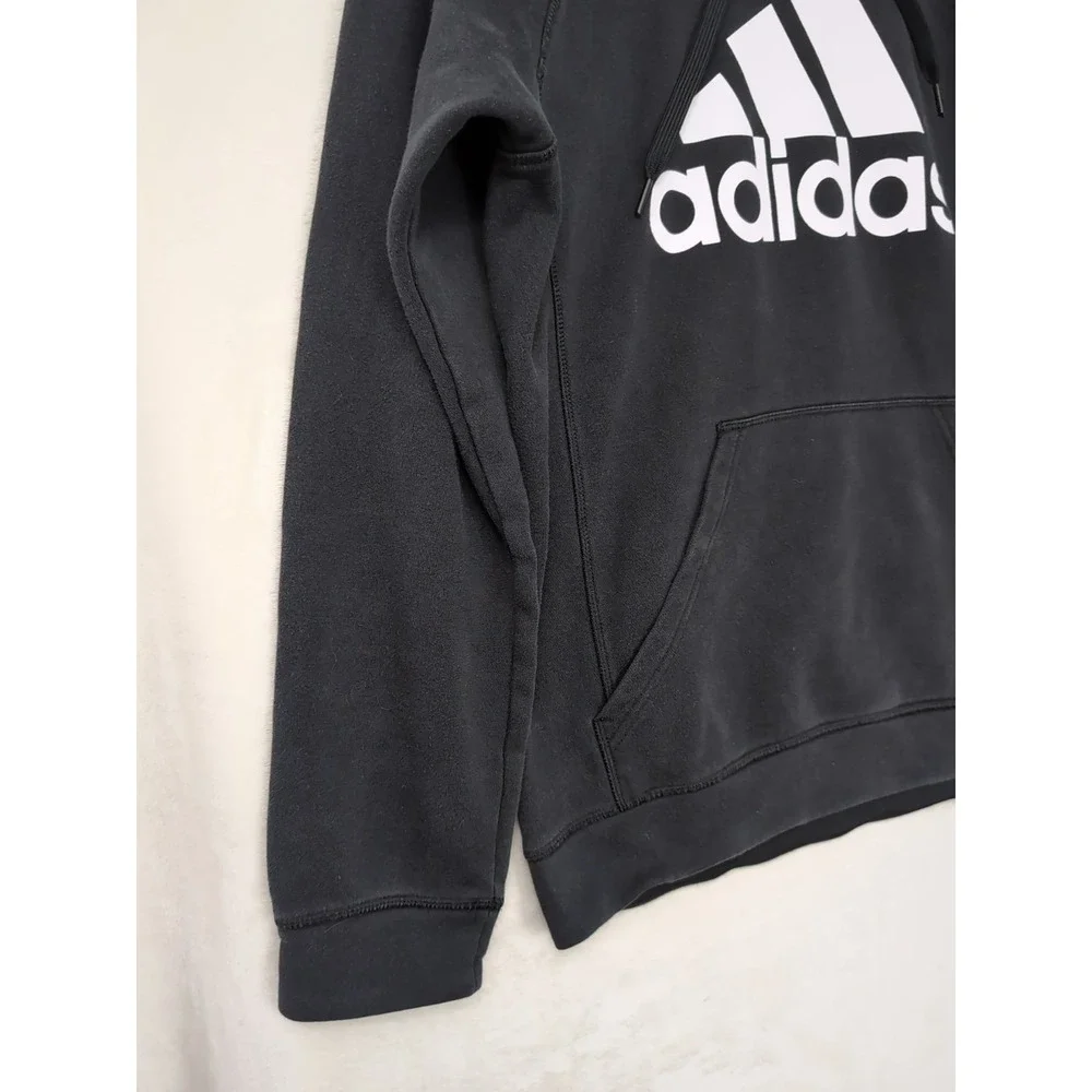 Adidas Hoodie Sweatshirt Mens M Black White Logo Athletic‎ Casual Gym Pullover